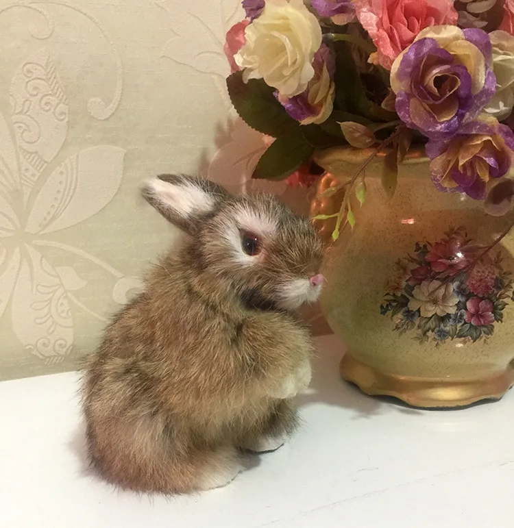 Милая игрушка кролик из полиэтилена и пуха модель кролика цвета хаки подарок