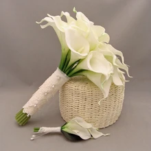 Свадебный букет Калла Лилия слоновая кость цветы искусственные ручной работы на заказ пляжные свадебные цветы для подружки невесты hochzeit