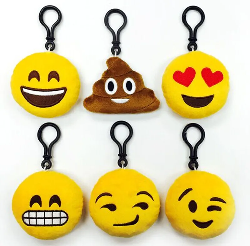 FREE shipping by FEDEX 500pcs/lot 2016 Good Quality 6CM Emoji Keychains Soft Stuffed Plush
