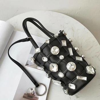 

Good Quality Luxury Geometric Diamond Black & White Women Bucket Bag Tote Crossbody Bag Female Casual Handbag Bolsa Shoulder Bag