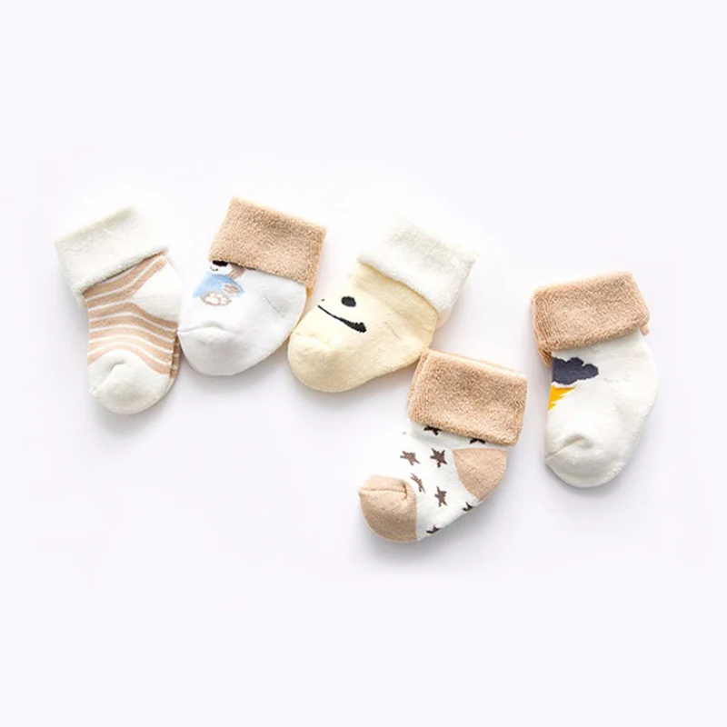 Носки для малышей зимние теплые носки От 0 до 3 лет хлопковые милые новорожденных