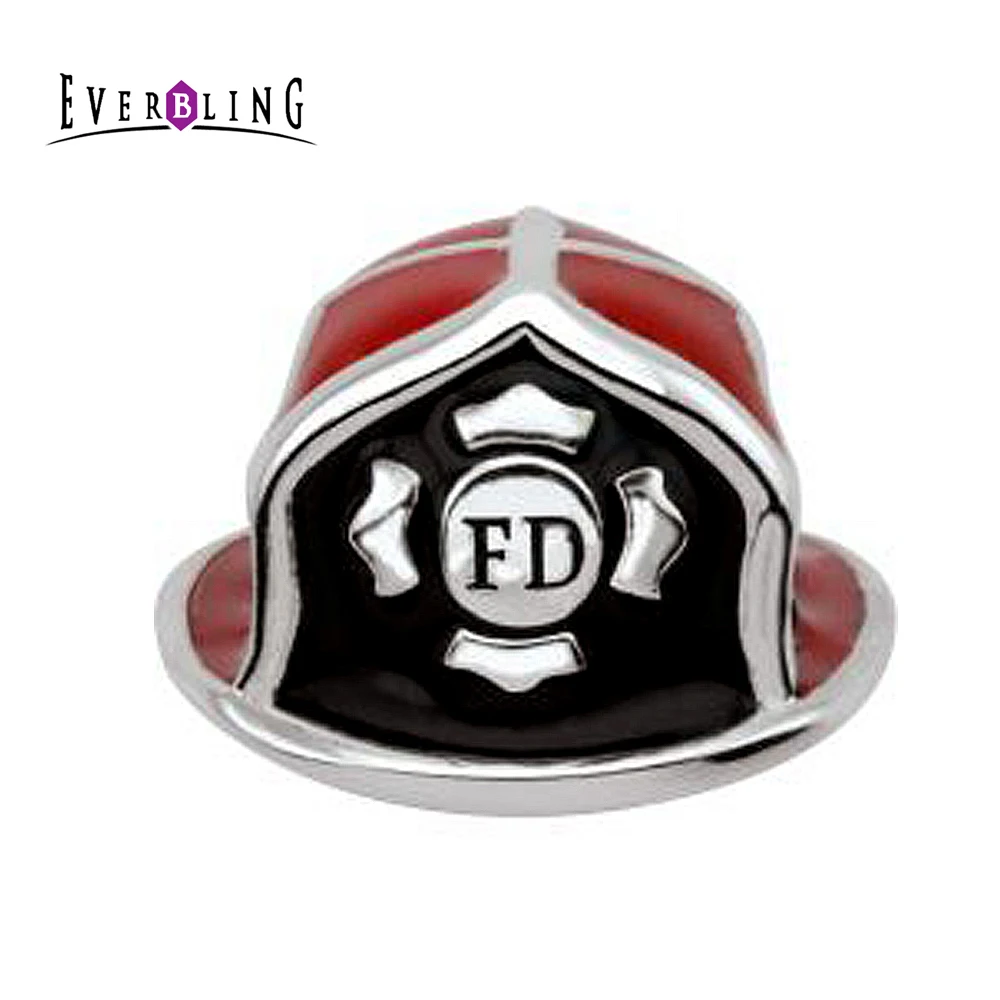 Red Enamel Fire Department Fireman Hat 100 925 Sterling Silver Charm