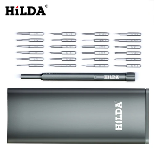 Screwdriver set HILDA, Электрическая отвертка, перезаряжаемая, беспроводная, шуруповерт, набор, светодиодный светильник, 800 мАч, набор инструментов для ремонта литиевой батареи - Цвет: Screwdriver set