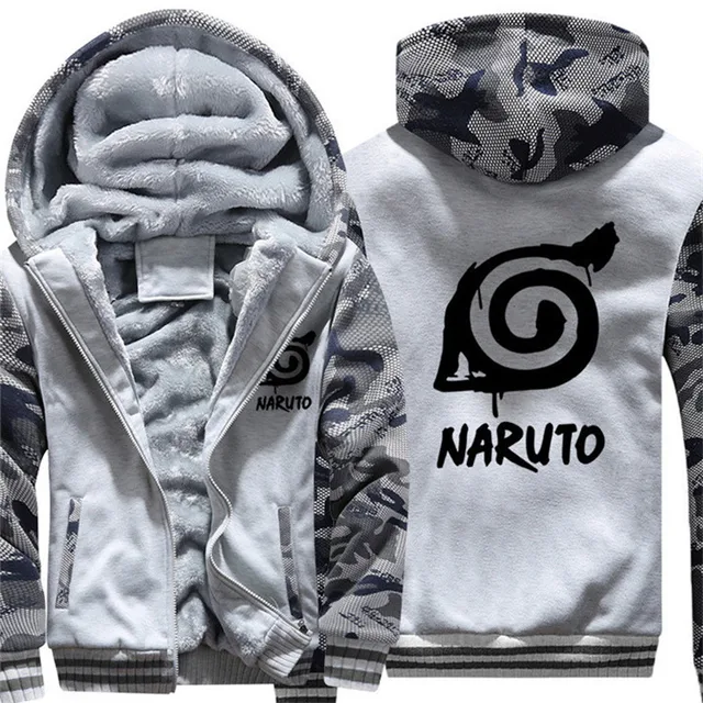 Anime! Naruto 2018 Winter Camouflage Thickening Hooded Fleece Cosplay