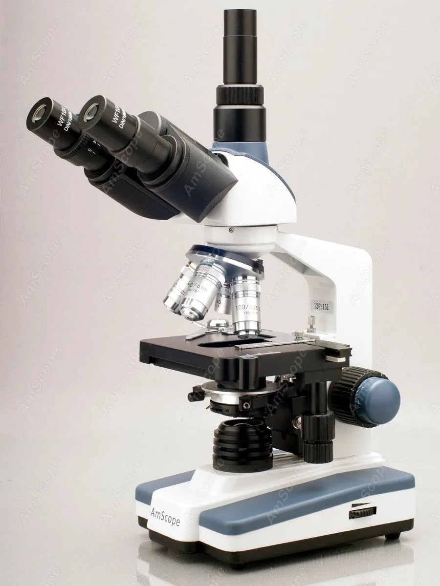 실험실용 삼안 복합 현미경, AmScope 용품, 2000X LED 실험실용, 3D 기계식 스테이지, 8MP 카메라 포함