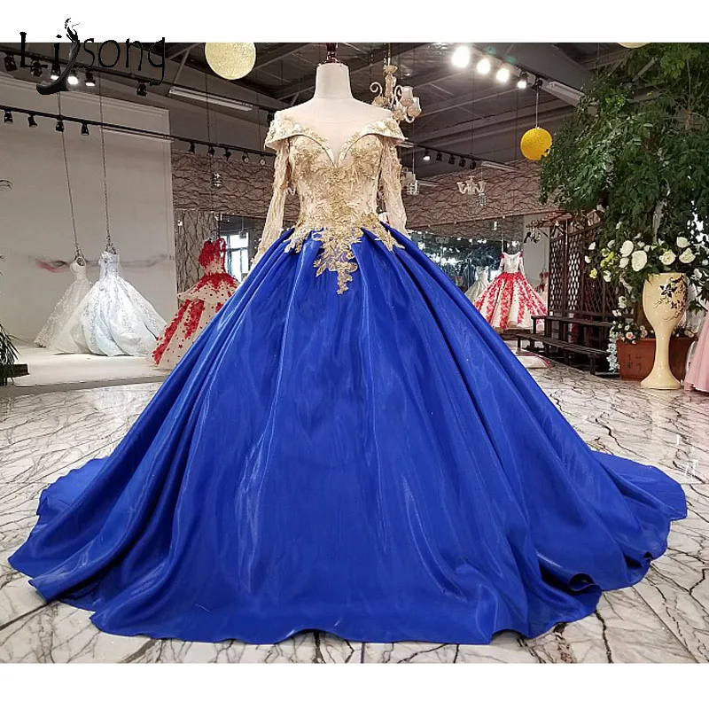 Royal Blue Gold Quinceanera Dresses 2018 Royal Puffy Dress
