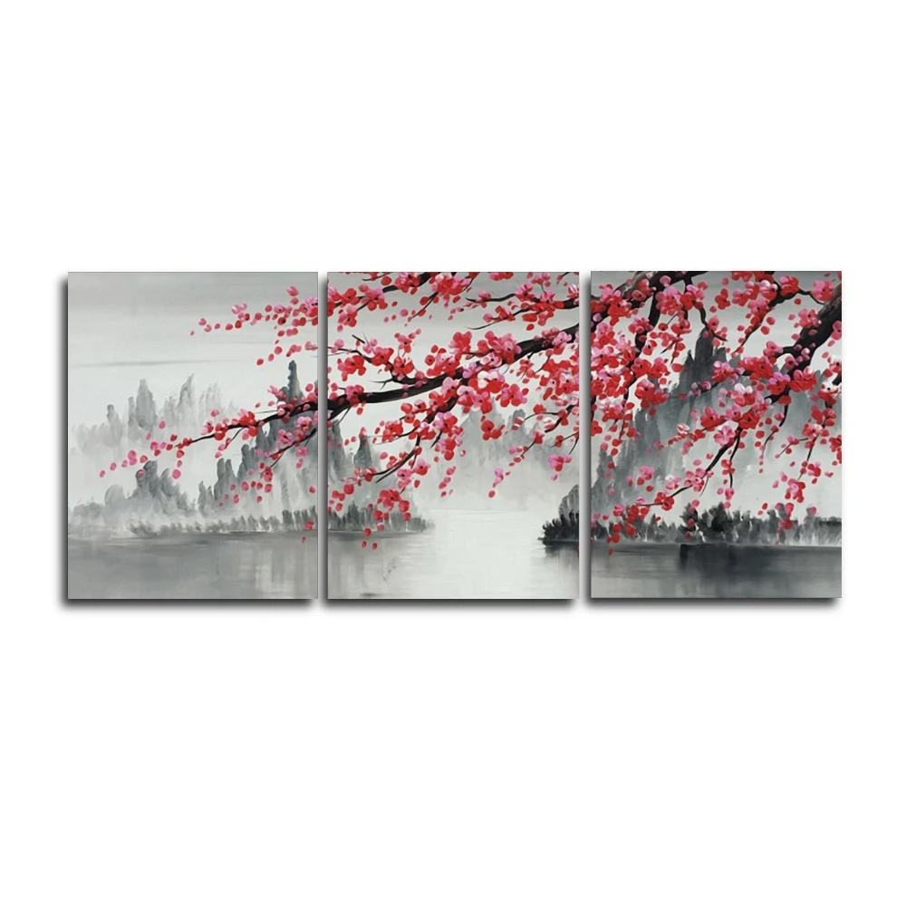 Preise Laeacco Leinwand Chinesische Kunst Malerei Kalligraphie Poster und Drucke Pflaume Blume Wand Kunstwerk Bilder für Wohnzimmer Wohnkultur