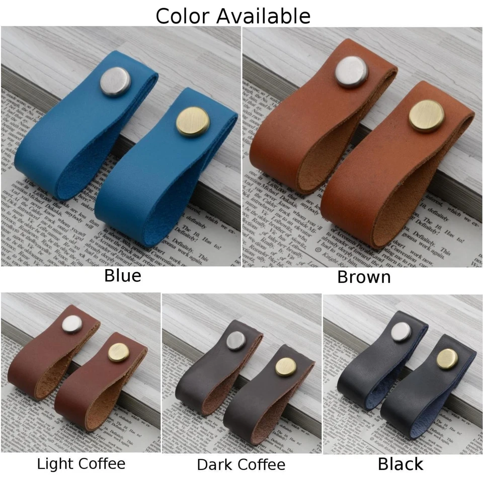 Leather Strap Handles Tab Pulls Door Knobs Drawer Pull Tabs