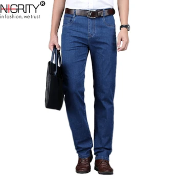

NIGRITY 2019 Spring and Summer Hot Sale Men's Business Classic Leisure Jeans Basic styles Straight pant Quality Plus Size 28-42
