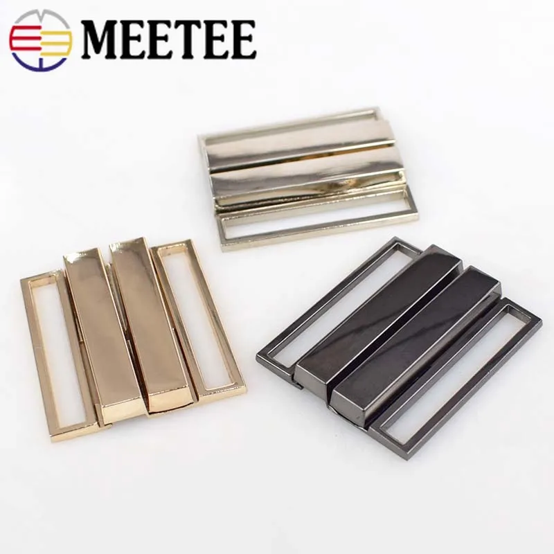 

Meetee 2pcs 40mm/50mm Metal Buckle Down Jacket Belt Buckle Clothing Tri-glide Adjust Slider Buckle DIY Decorative Accessories