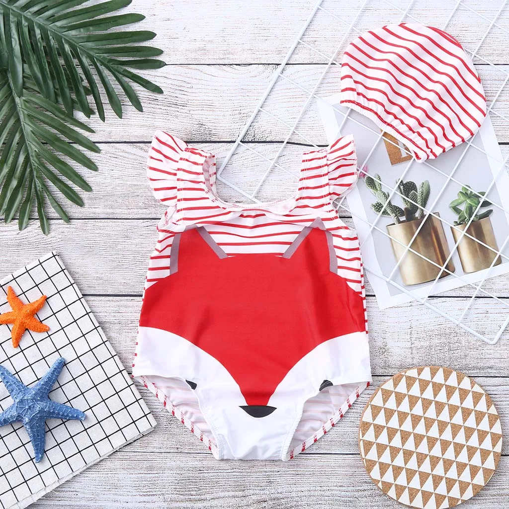 

Telotuny Girls Swimwear Toddler Baby Kids Girl Cartoon Swimsuit Beach Romper Clothes Hat Outfit 2019 Girls Beachwear #40