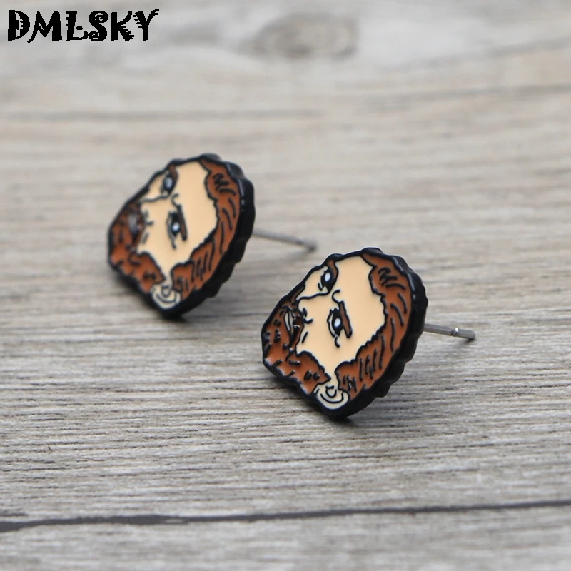 DMLSKY Van Gogh крутые ювелирные изделия серьги гвоздики с героями мультфильмов эмалью