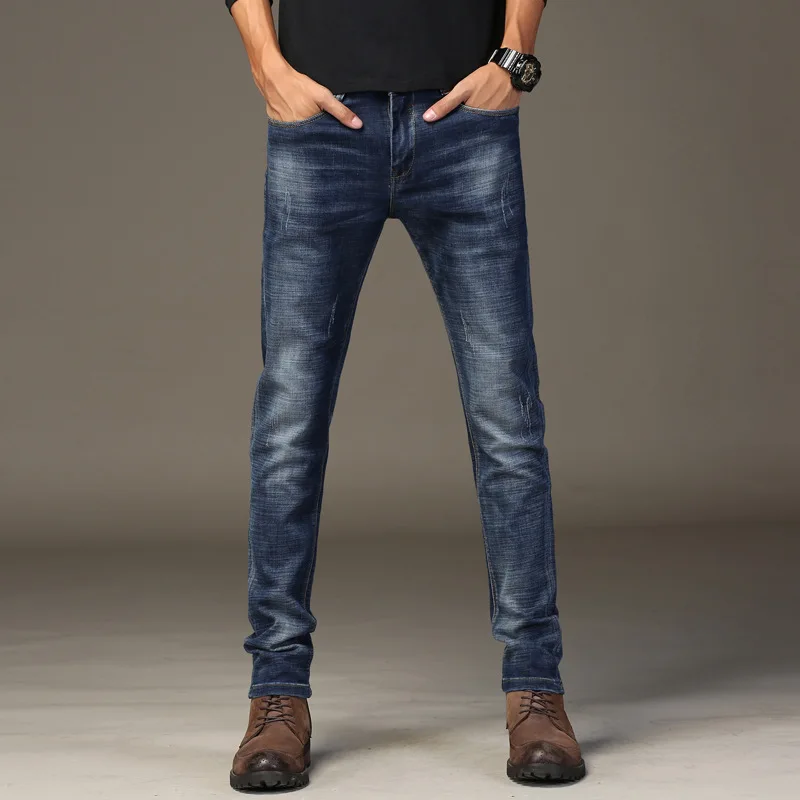 Модные мужские джинсы Рваные Slim Fit Эластичные брюки для девочек Новинка 2019 года