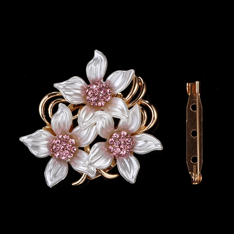 Elegant Women Crystal Flower Brooch Pins Vintage Flower Brooches for