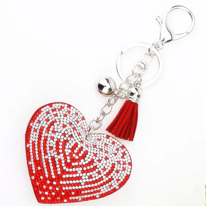 

Fashion Car Play 2 Colors Full Crystal Rhinestone Heart Key Chain Gold Silver Chain Keychain Bag Car Hanging Pendant Jewelry