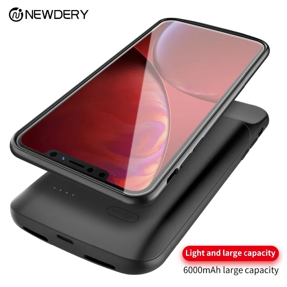 Новое поступление чехол с внешним аккумулятором для iphone X XS Max 6000 мАч съемный
