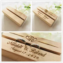 Дизайн на заказ свадебное деревянное кольцо держатель невесты жениха кольцо коробка ювелирных изделий Свадебные аксессуары поставки