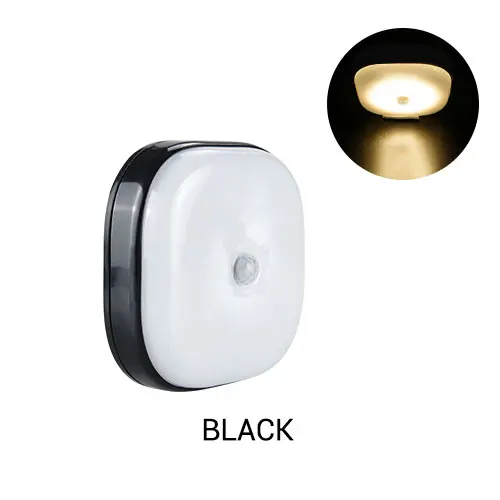 Беспроводной светодиодный движения PIR Сенсор Кухня шкаф светильник Батарея лампа с светильник Сенсор Bajada De Cama холодильник освещение для шкафа - Цвет: Black Shell Warm