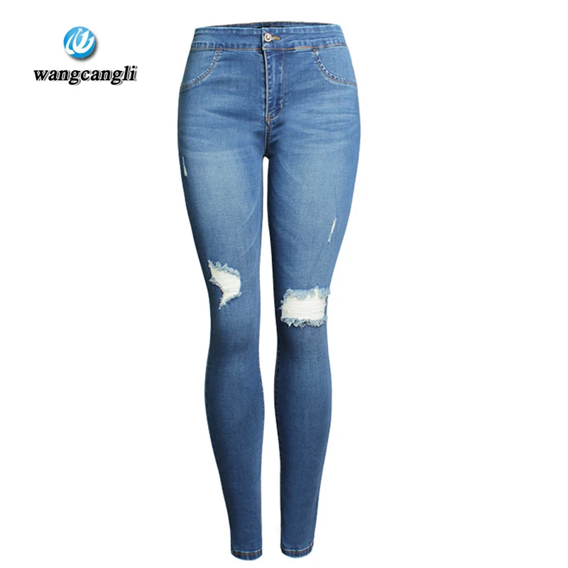 Wangcangli Verano Cintura Alta Mujeres Lavaban Vaqueros Lavados