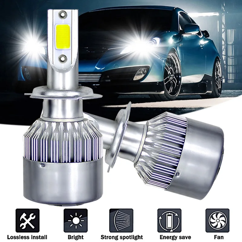 

1PC Car Lights Bulbs LED H7 Auto Headlights 12V Led Light 72 W 6000K Automobile Lighting Assembly Front Lamp