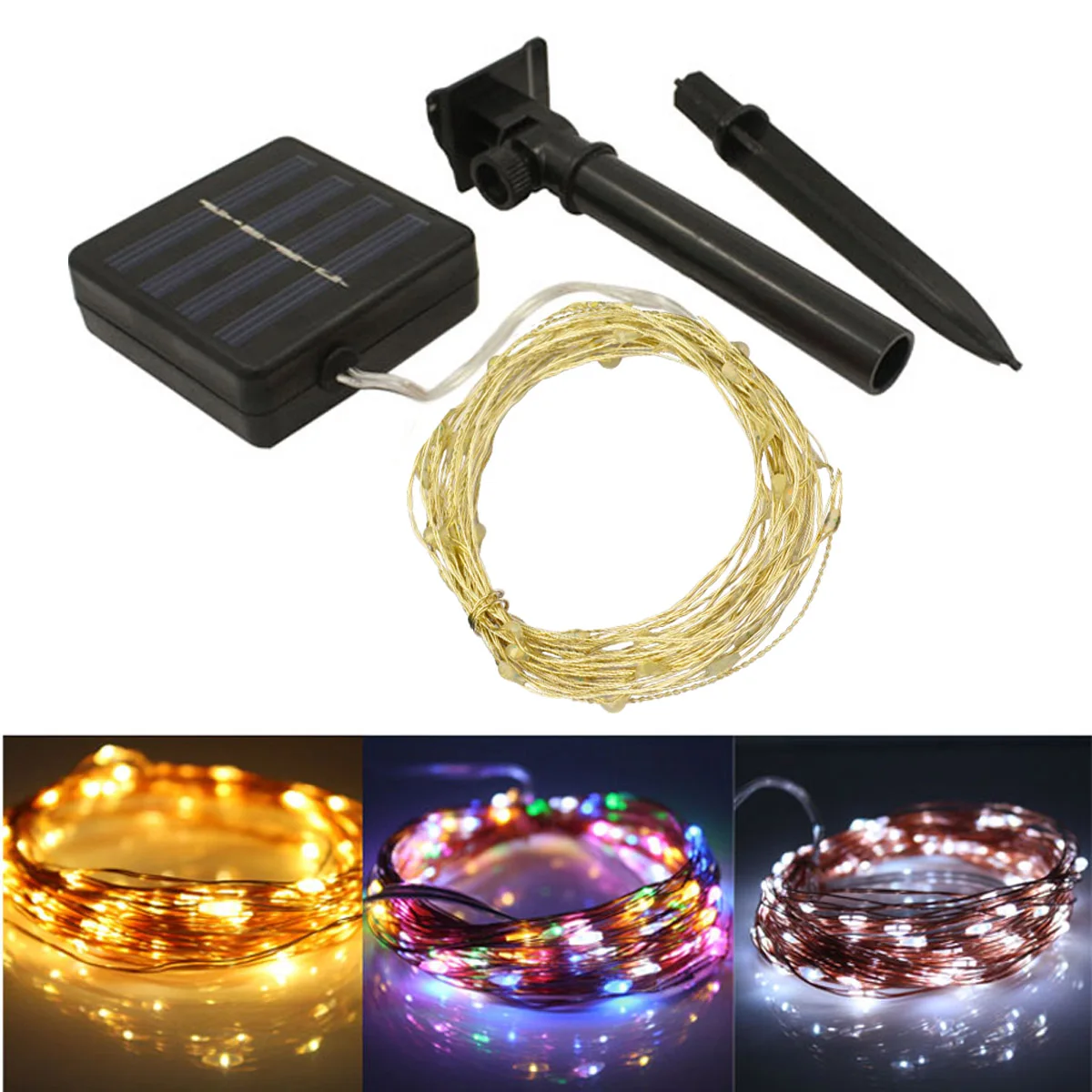 

Jiawen 100 LED Solar String Lights, 33Ft (10M) Copper Wire Lights, Christmas Party String Lights