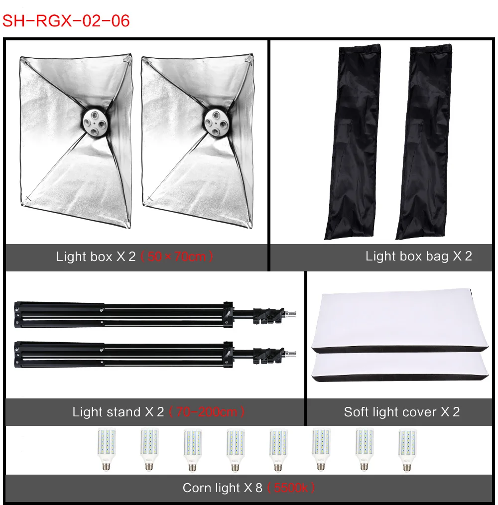Fotografia 50x70CM Quatro Kit Com 8pcs Lâmpada
