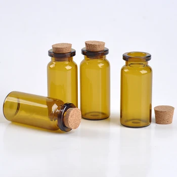 

(100Pieces/Lot) 10ML Portable Brown Glass Perfume Bottle Empty Essential Oils Case Liquid Medicine Bottle With Cork