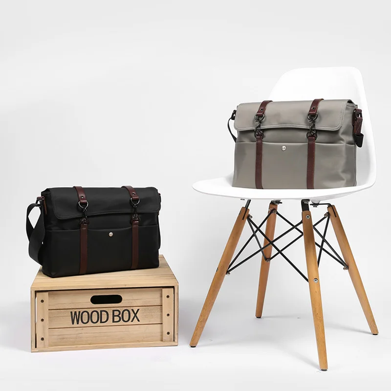 

Men's Messenger Bags Canvas Shoulder Bag Fashion Men Business Solid Color Travel Handbag for 13 Inch Laptop