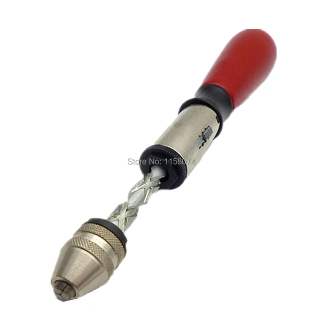Mini Wood Spiral Hand Push Drill Chuck & Spring Olive Walnut Model Pcb