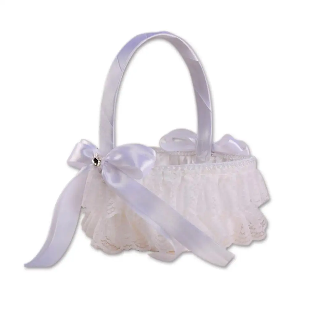 

Western-Style Romantic Wedding Supplies Rhinestone Bowknot Flower Girl Bride Flower Basket Shopping Basket