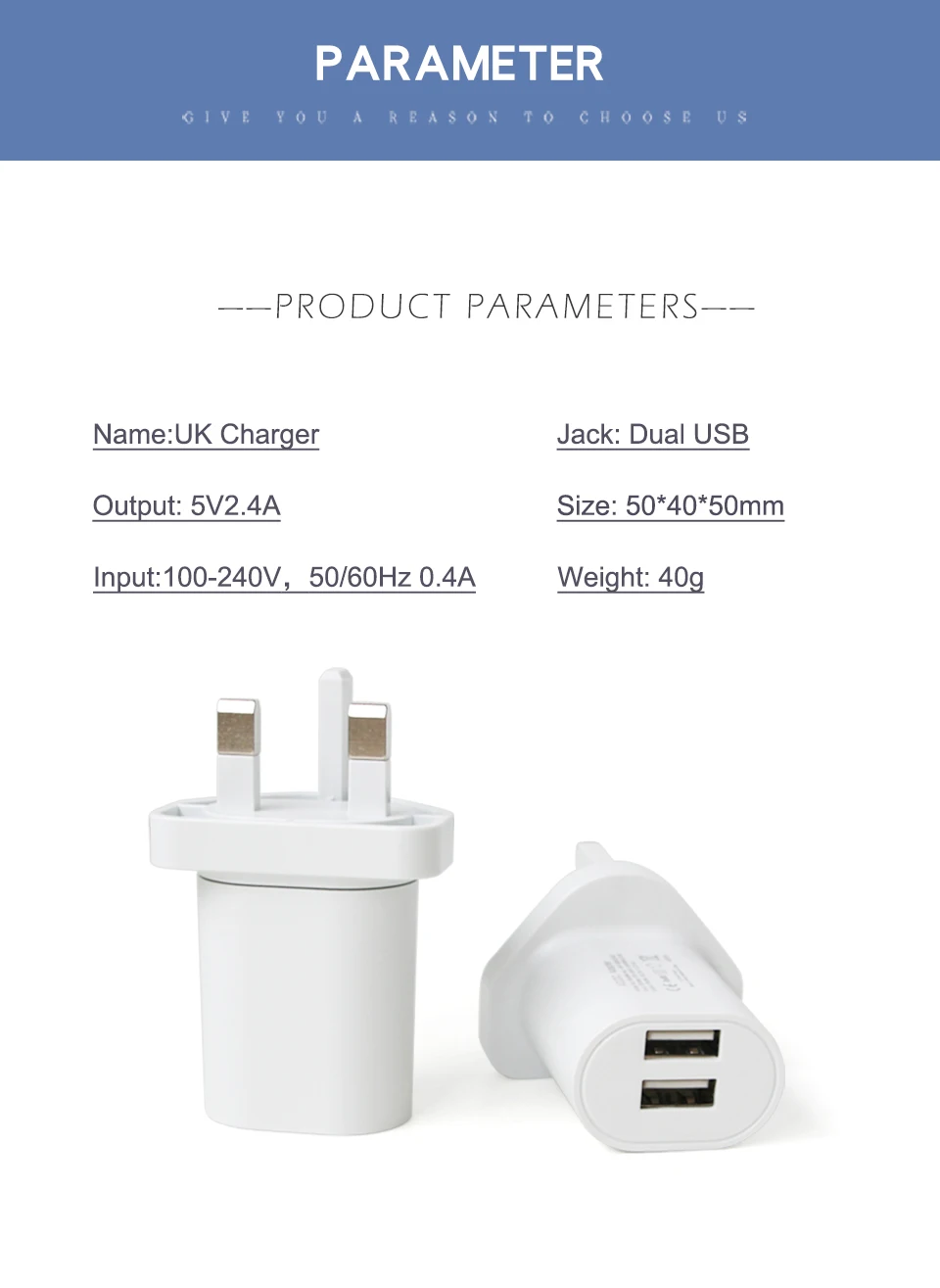 1 PC UK Adapter Dual usb Interface Travel Power Plug 5V 2.4A Charger Adaptors Converter Connector UK Plug 3 Pin Socket White (7)