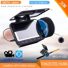 Профессиональный 1000 TVLWith 8 шт. ИК светодиодный рыболокатор подводная рыбалка 4,3 дюймов ЖК-видео визуальная камера с кабелем 15 м или 30 м