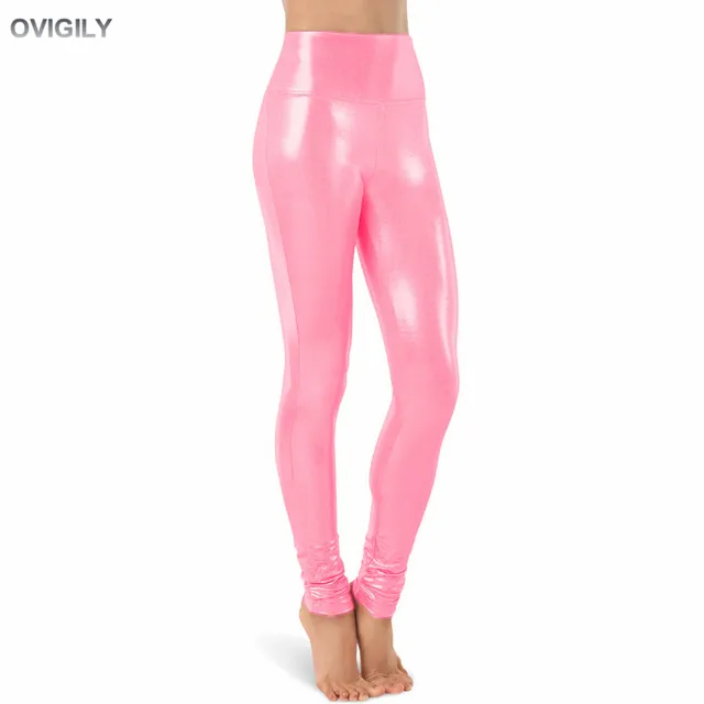 high waisted metallic leggings