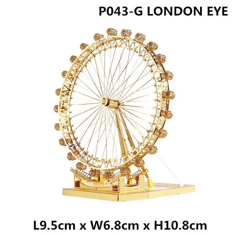 3D металлическая головоломка Лондонский глаз колесо обозрения Эйфелева башня сборка Металлическая Модель Набор DIY 3D лазерная резка модель головоломка - Цвет: Многоцветный