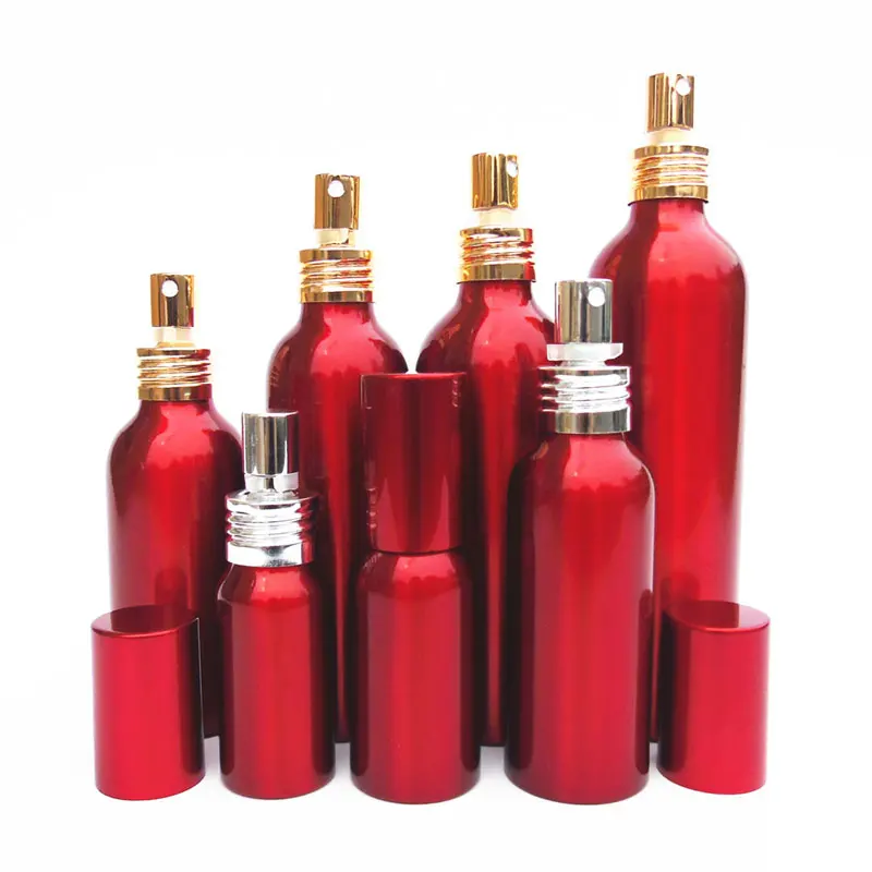 Buy Empty Red Aluminum Sprayer Container Perfume Metal Bottles Colored Aluminum
