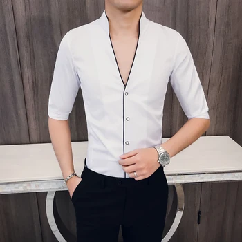 

Summer Teen Men Shirt Asian Size S M L XL XXL XXXL Shirt Men Slim Design Shirts