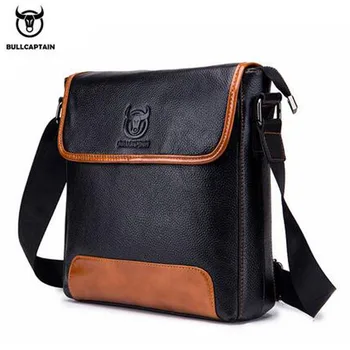 

BULLCAPTAIN Men Genuine Leather Shoulder Messenger Bag Classic Brand Splice Business Bag Men Crossbody Bag fashion New Bag