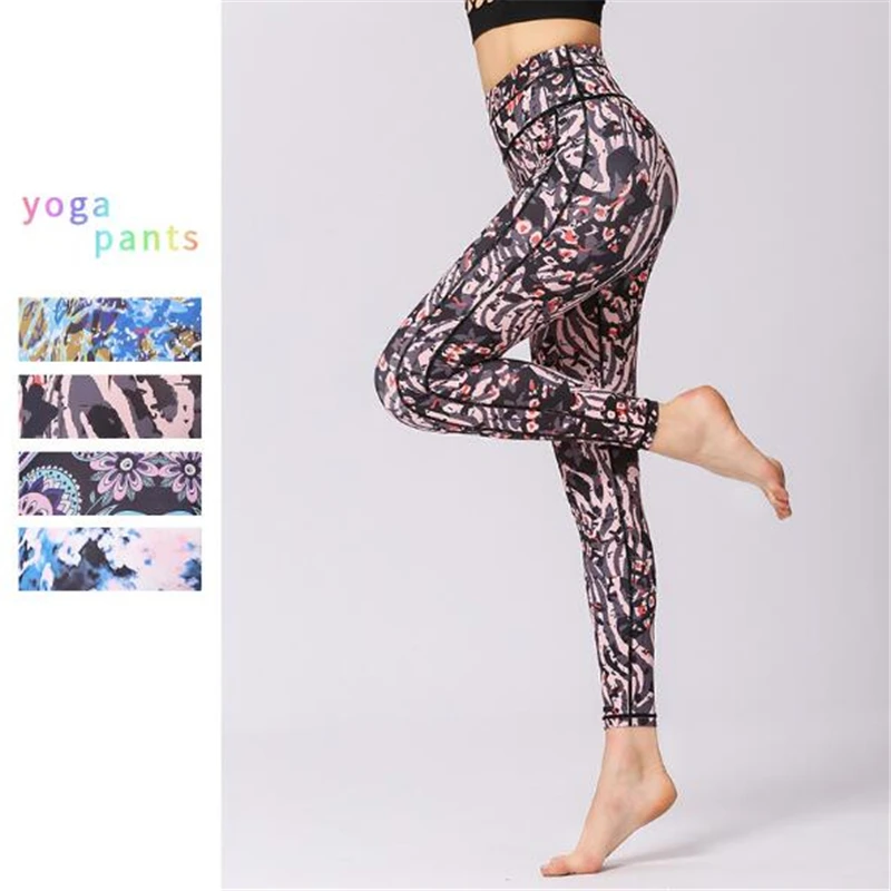 

Women Sport Leggings High Waist Compression Pants Gym Clothes Sexy Running Colour Print Yoga Tights Women Fitness Yoga Pants