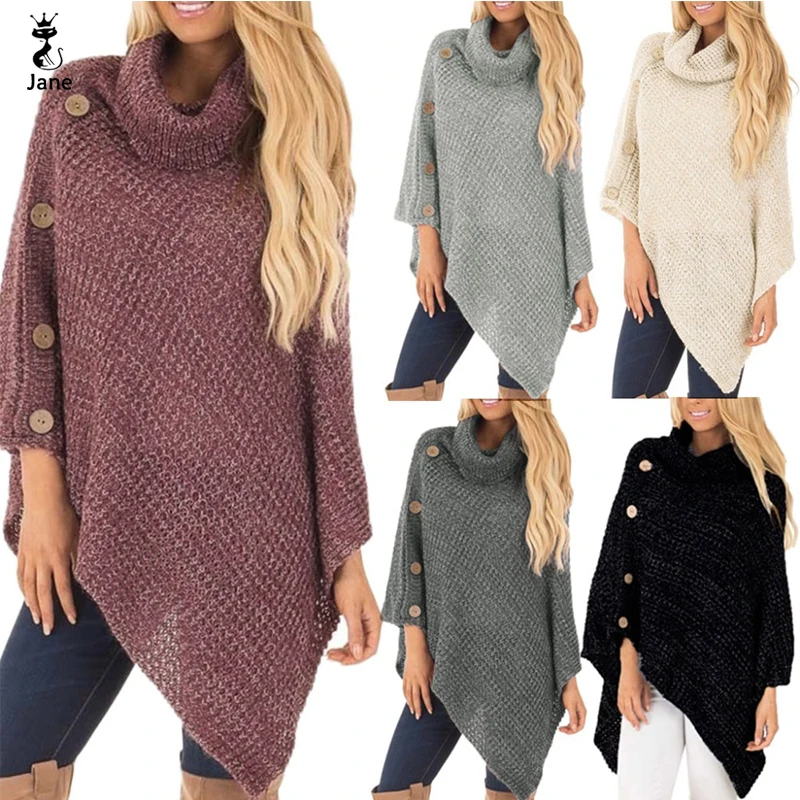 

2019 Autumn Winter Turtleneck Sweater Thick Warm Knitwear Pullover Irregular Female Knitted Sweater Jumper Women Sweater Female