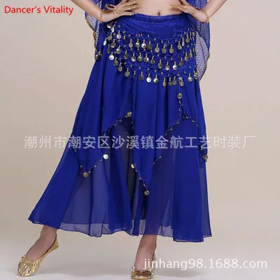 Высокое качество Bellydancing юбки юбка Танец живота Костюм спортивный платье или производительность юбка - Цвет: Синий