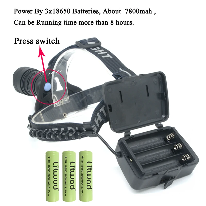 Litwod Z4022808 50000lm Xlamp xhp70.2 светодиодный налобный фонарь оригинальный мощный xhp50 18650