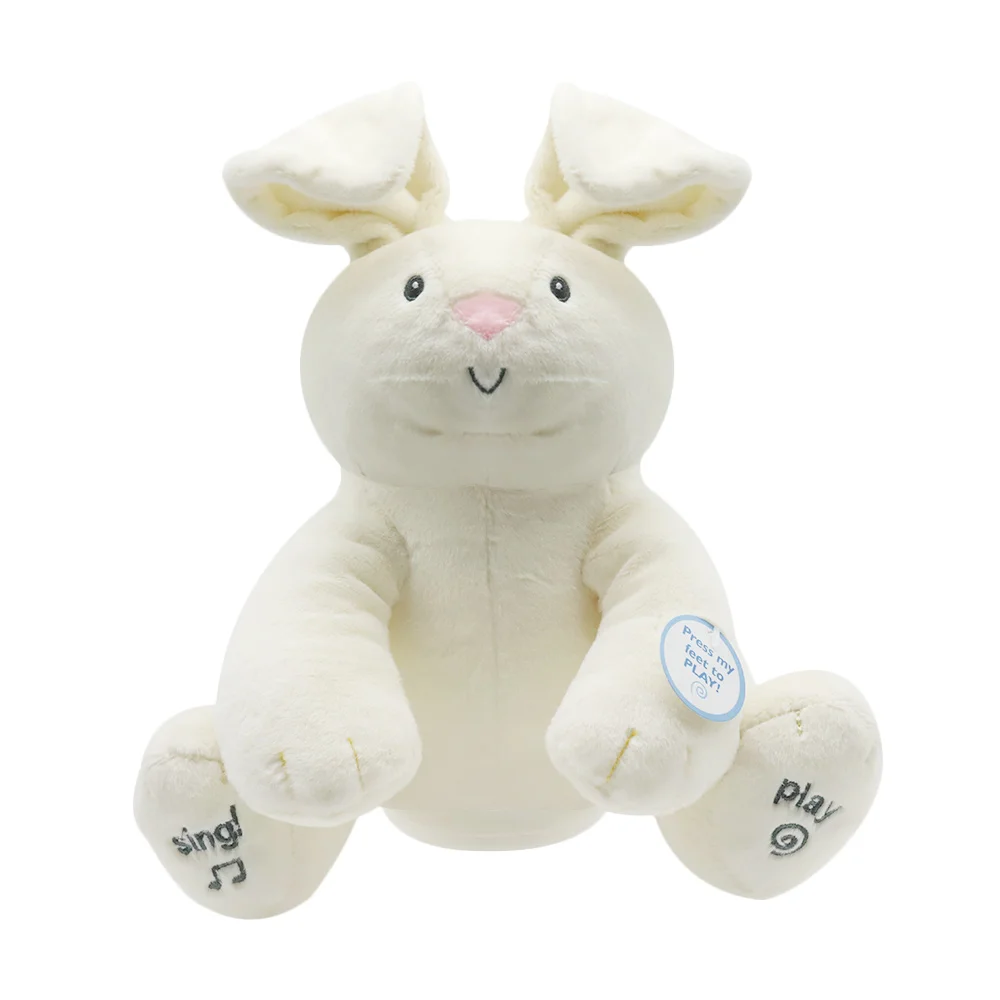 

Peek A Boo Rabbit Plush Doll Flappy Ear Stuffed Rabbit Animal Music Sleeping Soft Bunny Educational Electric Toy Children Gift