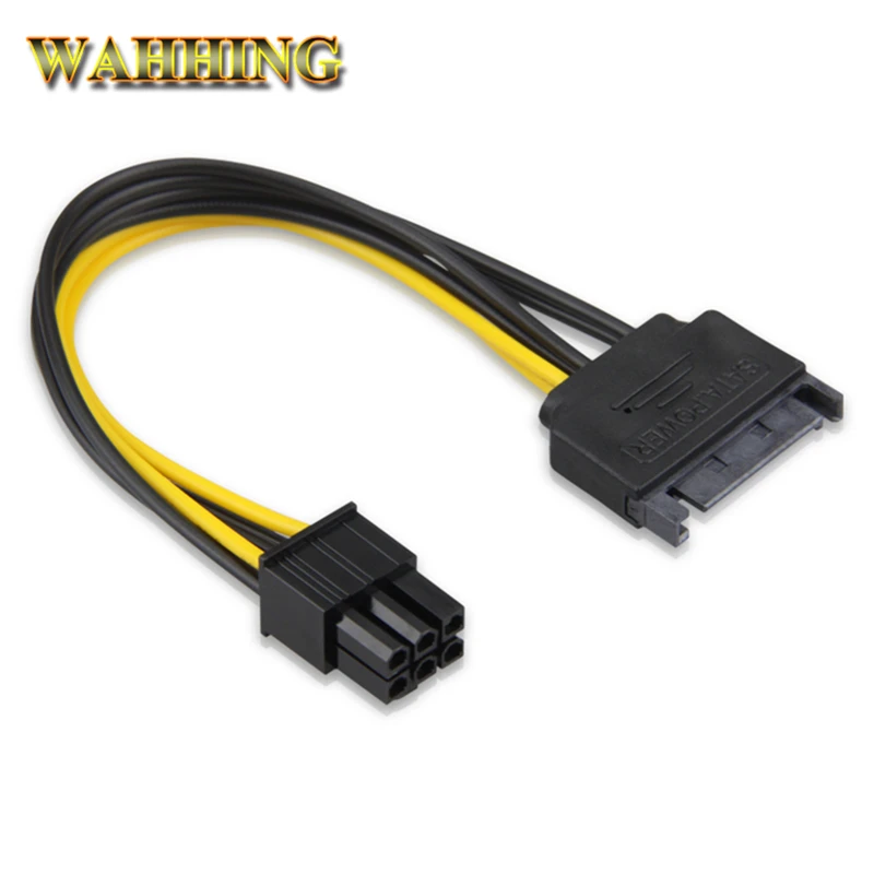 

1pcs 15Pin SATA to 6Pin Power Cable Adapter Connector 6P PCI-E PCI Express Adapter Graphics Video Card Converter Cable HY981