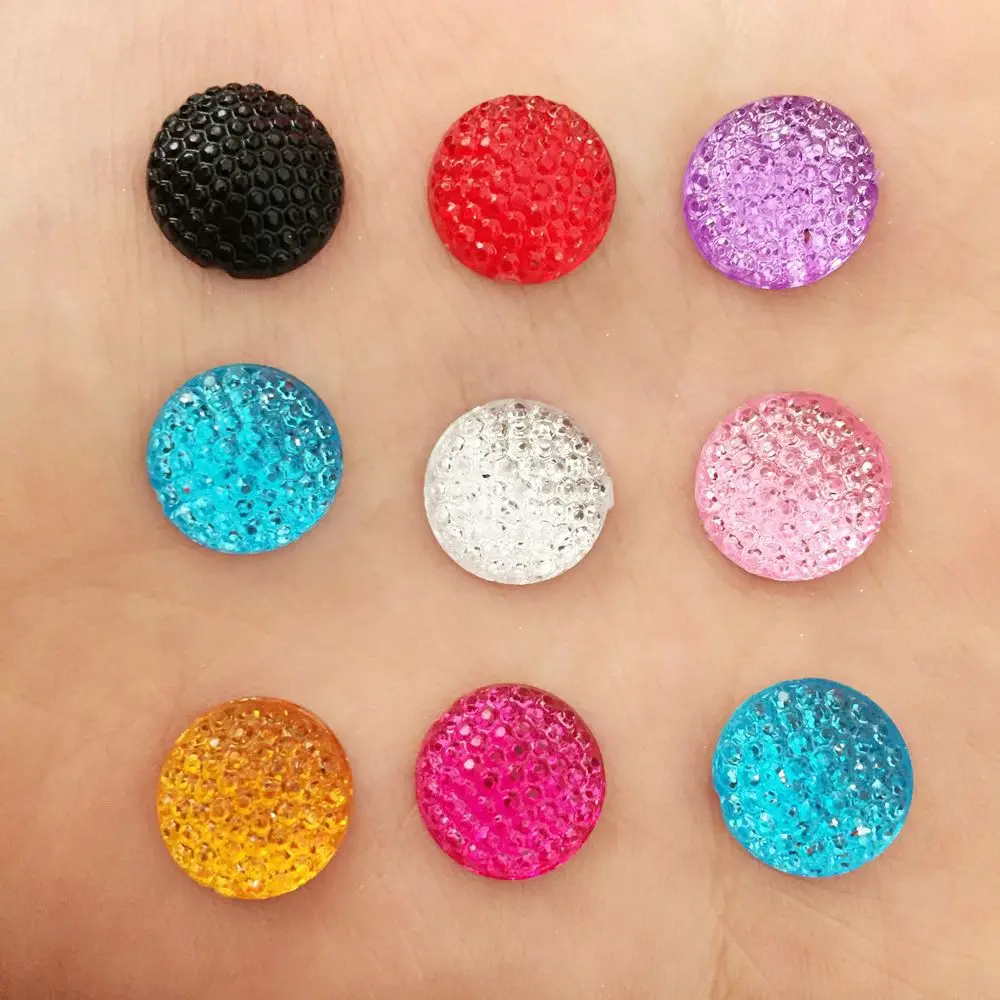 

DIY 40PCS 12mm Round Resin Rhinestone Flatback Scrapbooking Phone Case DIY Craft K12A