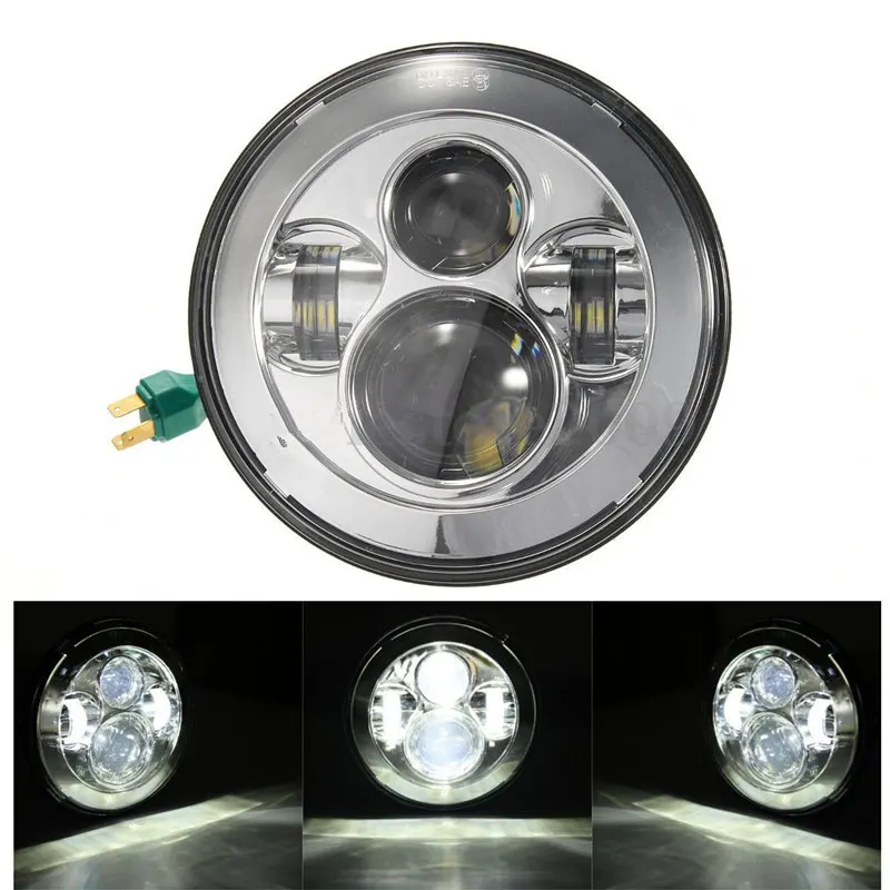 Chrome Round Projector Daymaker HID Hi Lo LED Headlight For Harley-Davidson