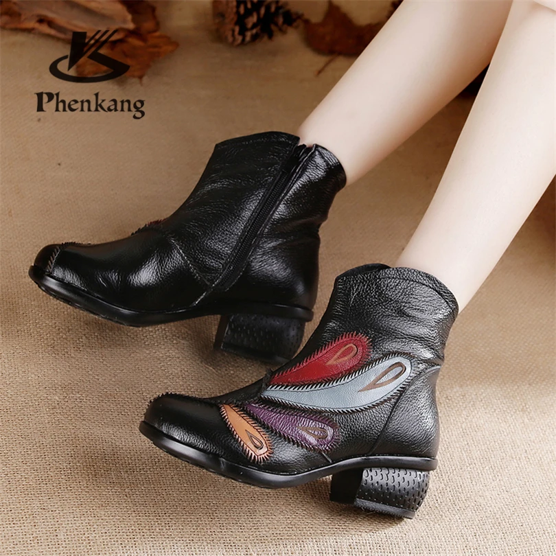 Herbst 2018 Purple Schwarz Winter Zipper Stiefeletten Casual Martin Leder Echtem Stiefel black Pelz Handgemachte Kurze Weichen Mutter Frauen Seite Aus waqUwT