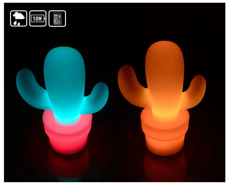 Flutuante ao ar Luzes de Decoração de Vidro à Prova Água com Controle Cactus Desk Table Lamp Night Light Usb Recarregável Rgb Livre d' Remoto Led 3 Cheap Luzes noturnas