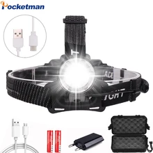 Супер яркий светодиодный головной светильник XHP50 налобный фонарь 30000LM мощный V6 налобный светильник USB Перезаряжаемый головной светильник Zoom Головной фонарь головной светильник