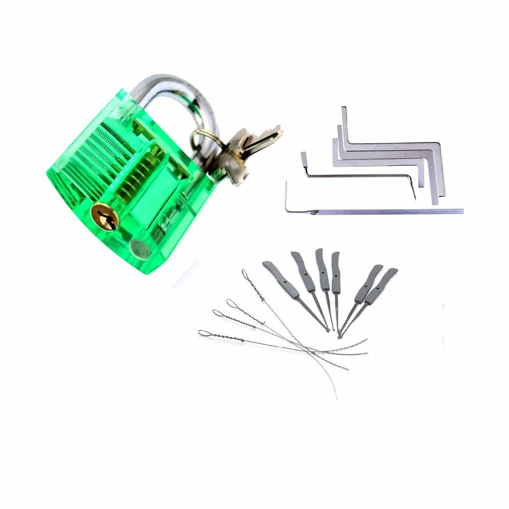Locksmith Tools Kit 3 In 1 Set Green Transparent Lock ,5pcs Locksmith