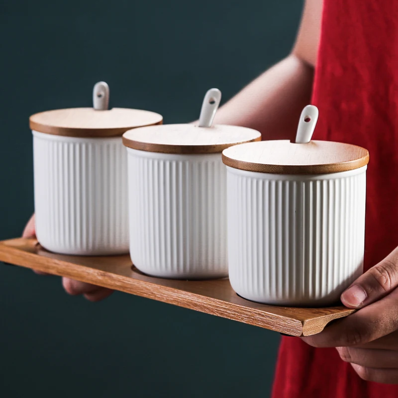  Nordic style Seasoning Jar Set Ceramic Household Oil salt Pot Creative Seasoning Tank Kitchen Suppl - 32974308457